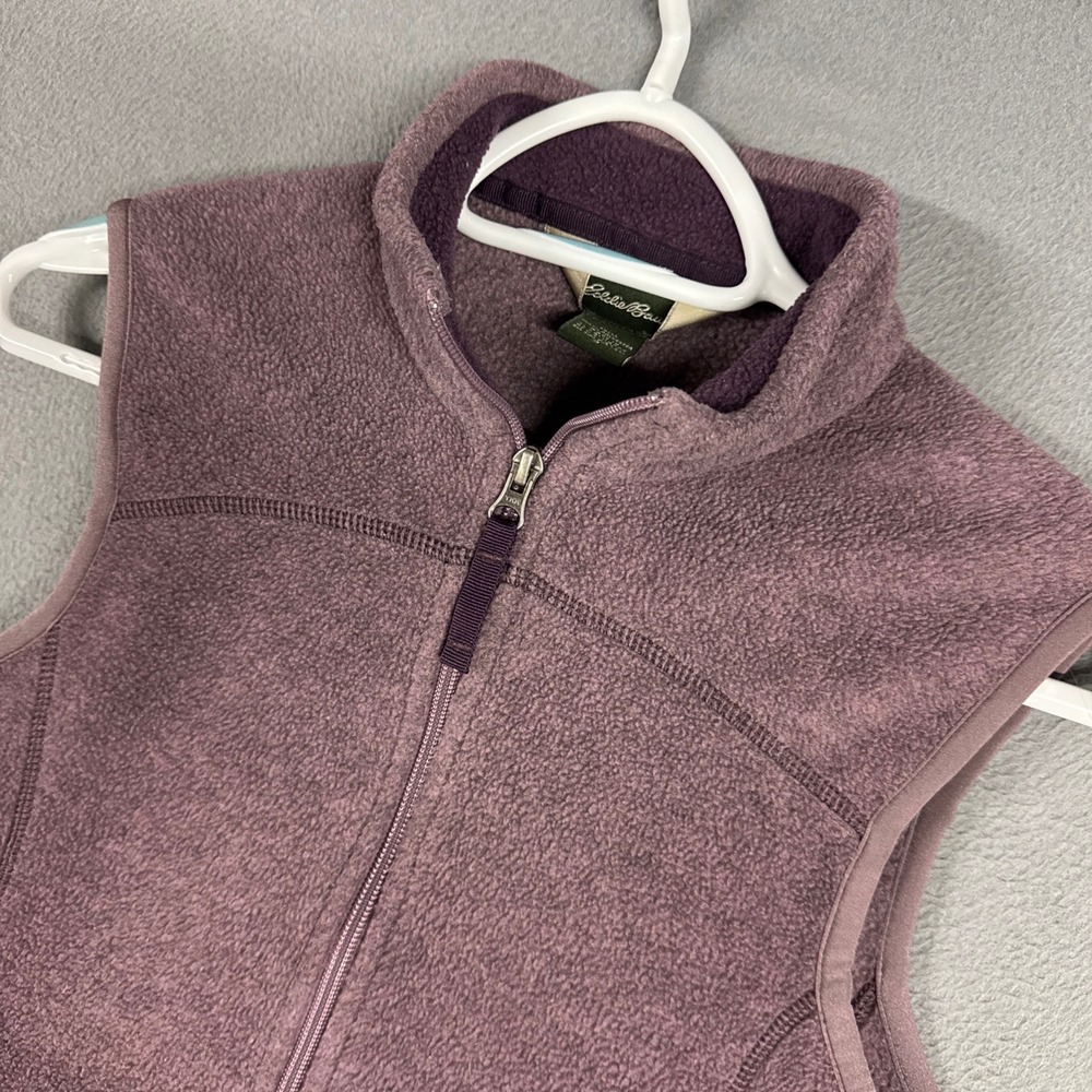 Eddie Bauer Fleece Vest Womens Small Purple Outdoor Full Zip Layering Pockets